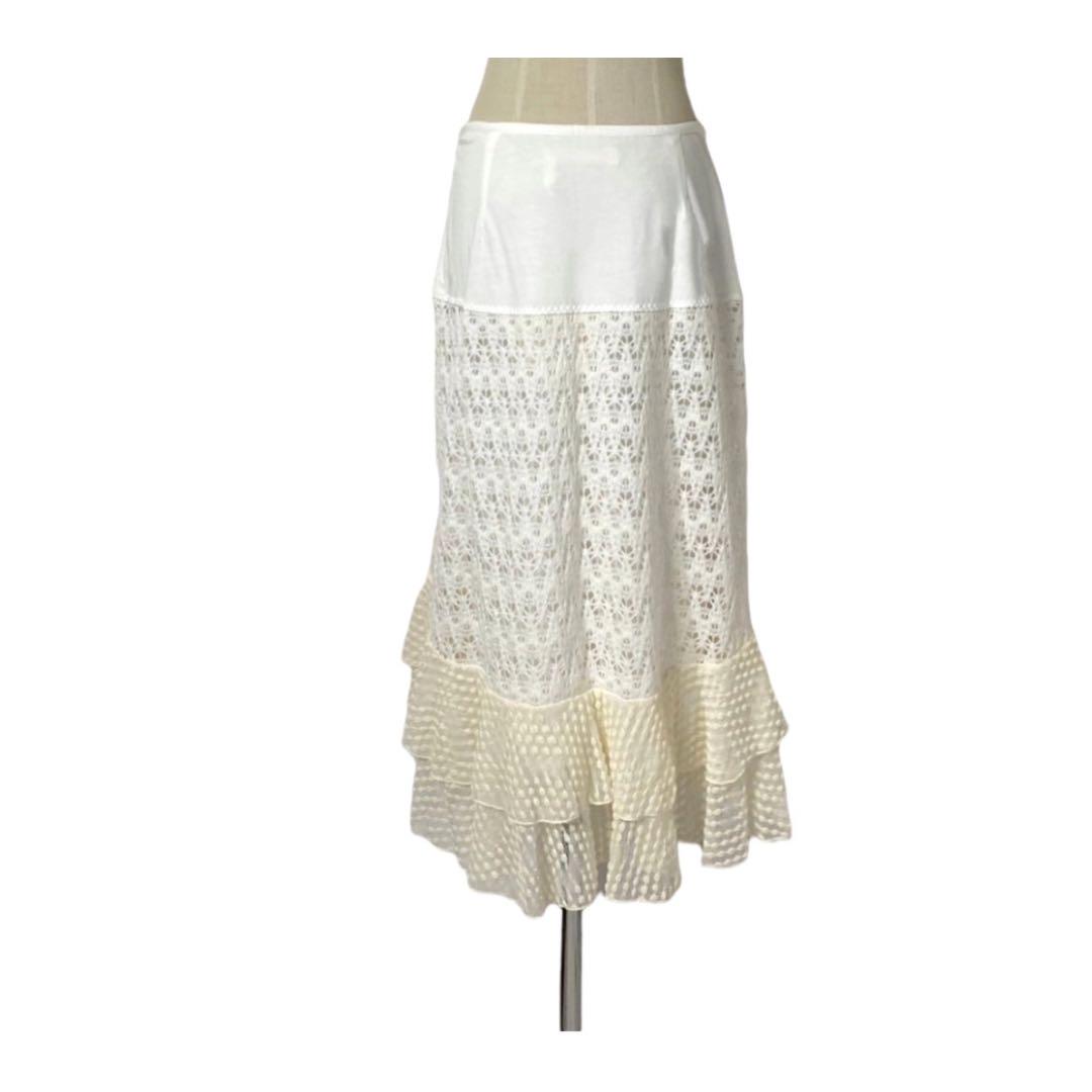【WEB限定】 新品未使用 see by Chloé 裾フリルレース編みサマーニット スカート