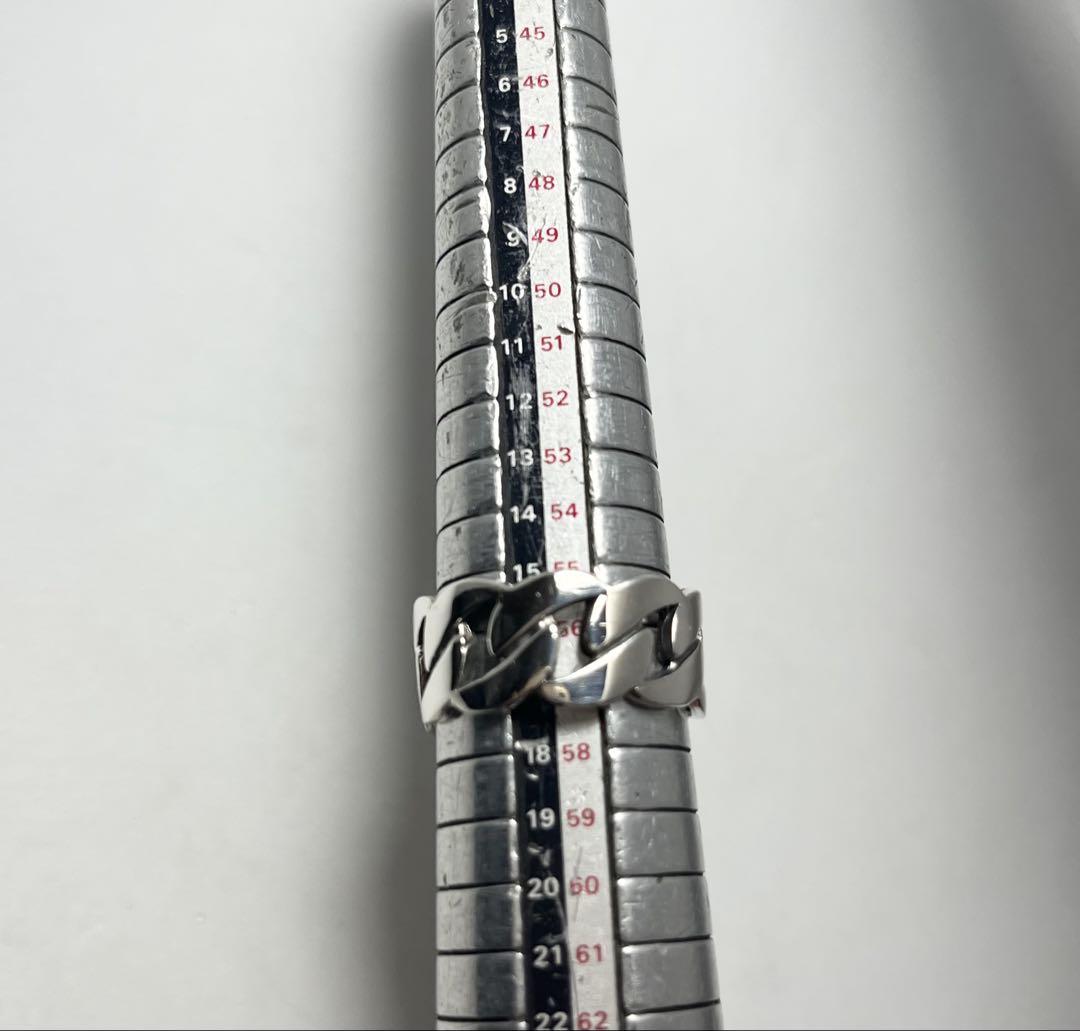 喜平リングシルバー925リングSILVER鎖和シンプル平打ち透かし銀指輪16号d