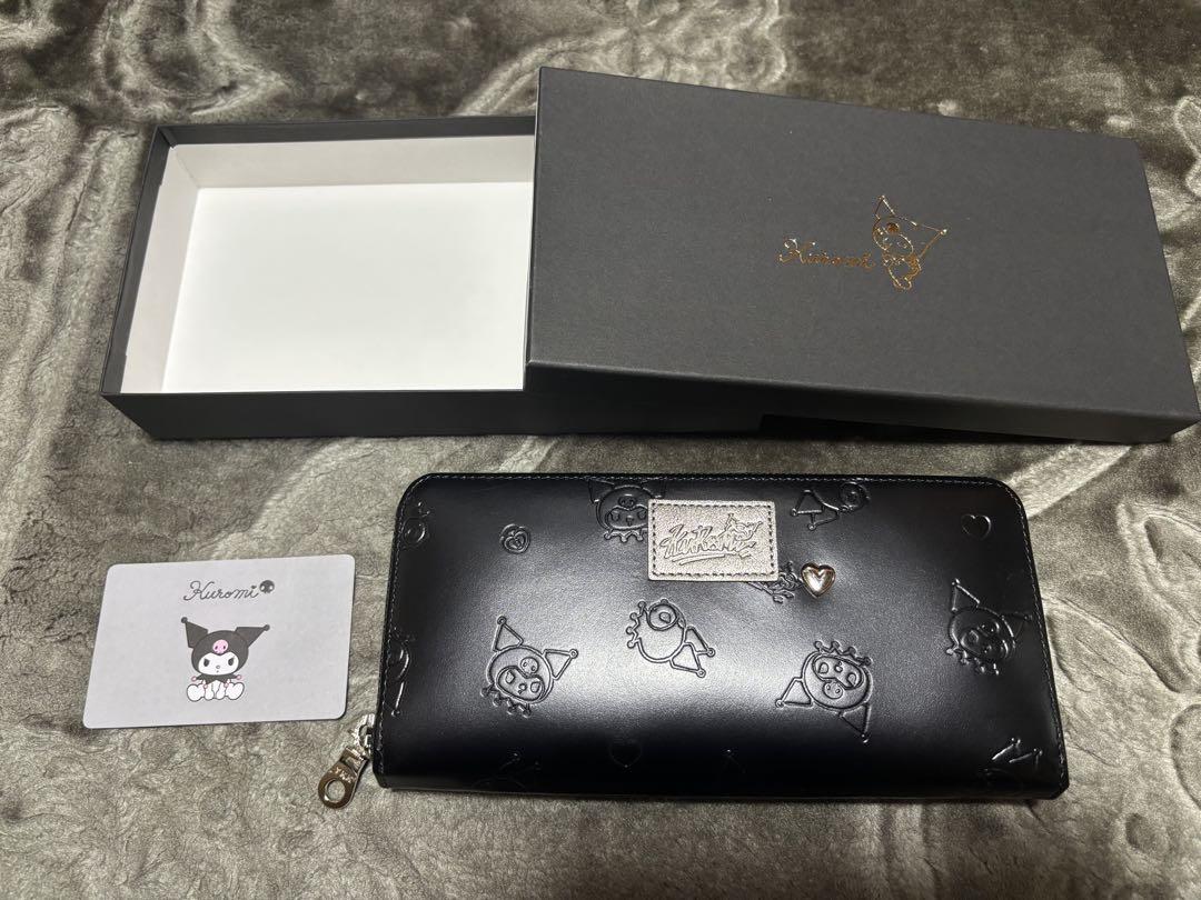 KUROMI クロミ 本革 牛革 ラウンド 長財布 ウォレット ブラック 型押