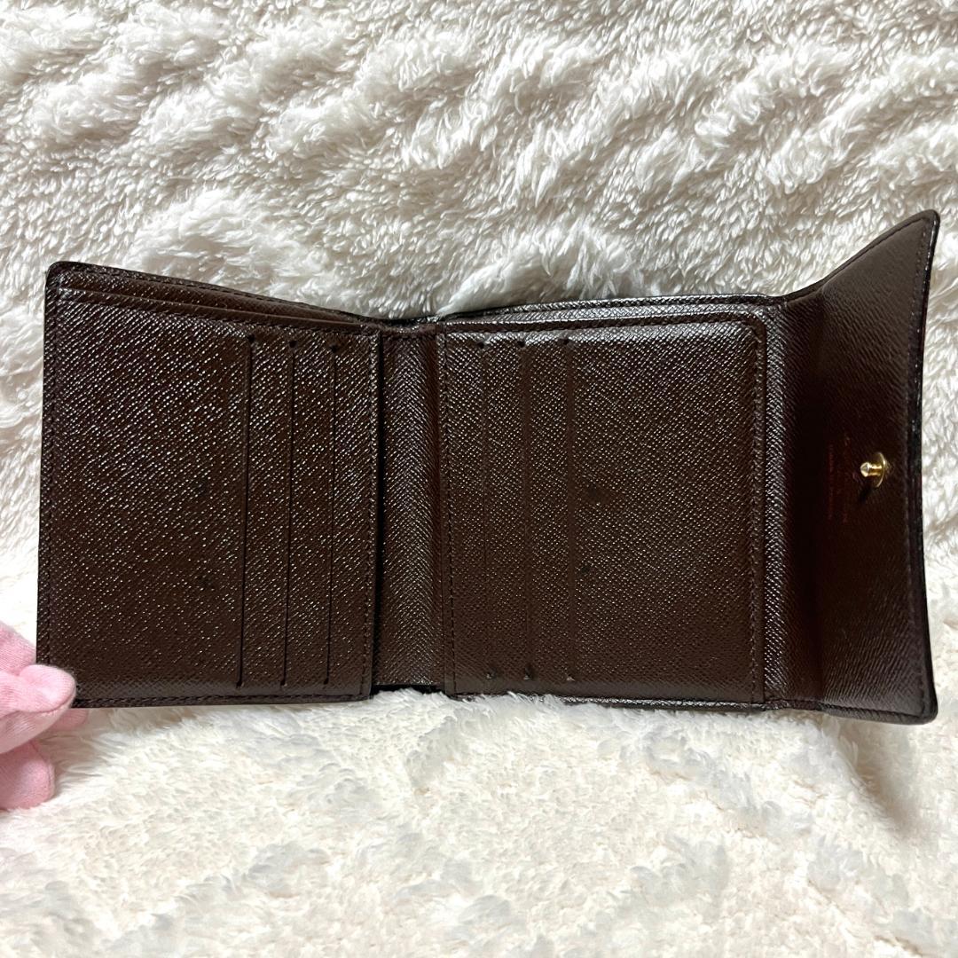 LOUIS VUITTON ダミエ エベヌ Wホック 三つ折り財布 リペア美品❣️ LOUIS VUITTON ルイヴィトン ダミエ Wホック三つ折り財布
