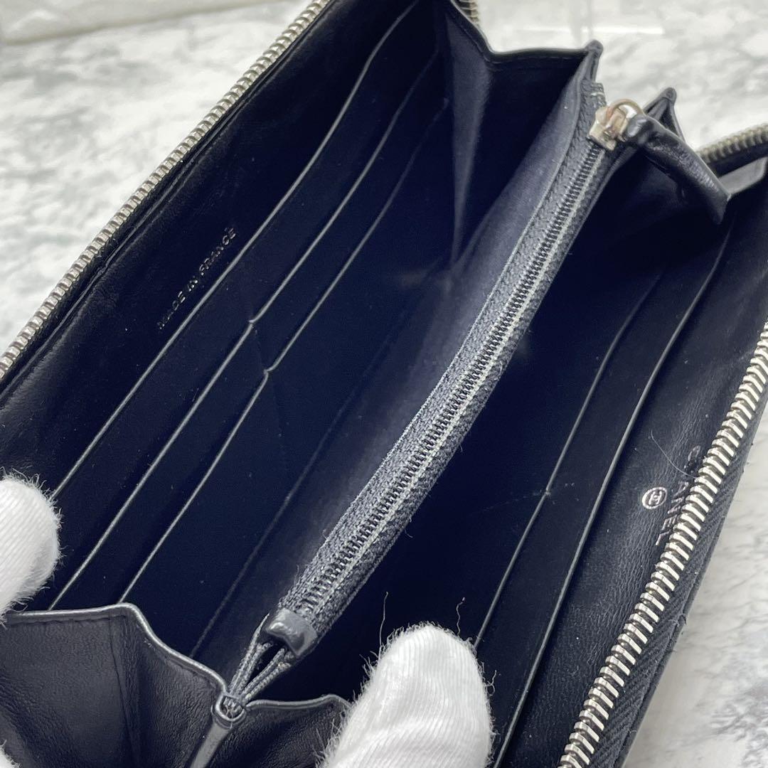CHANEL シャネル マトラッセ　ラムスキン　ラウンドファスナー 長財布