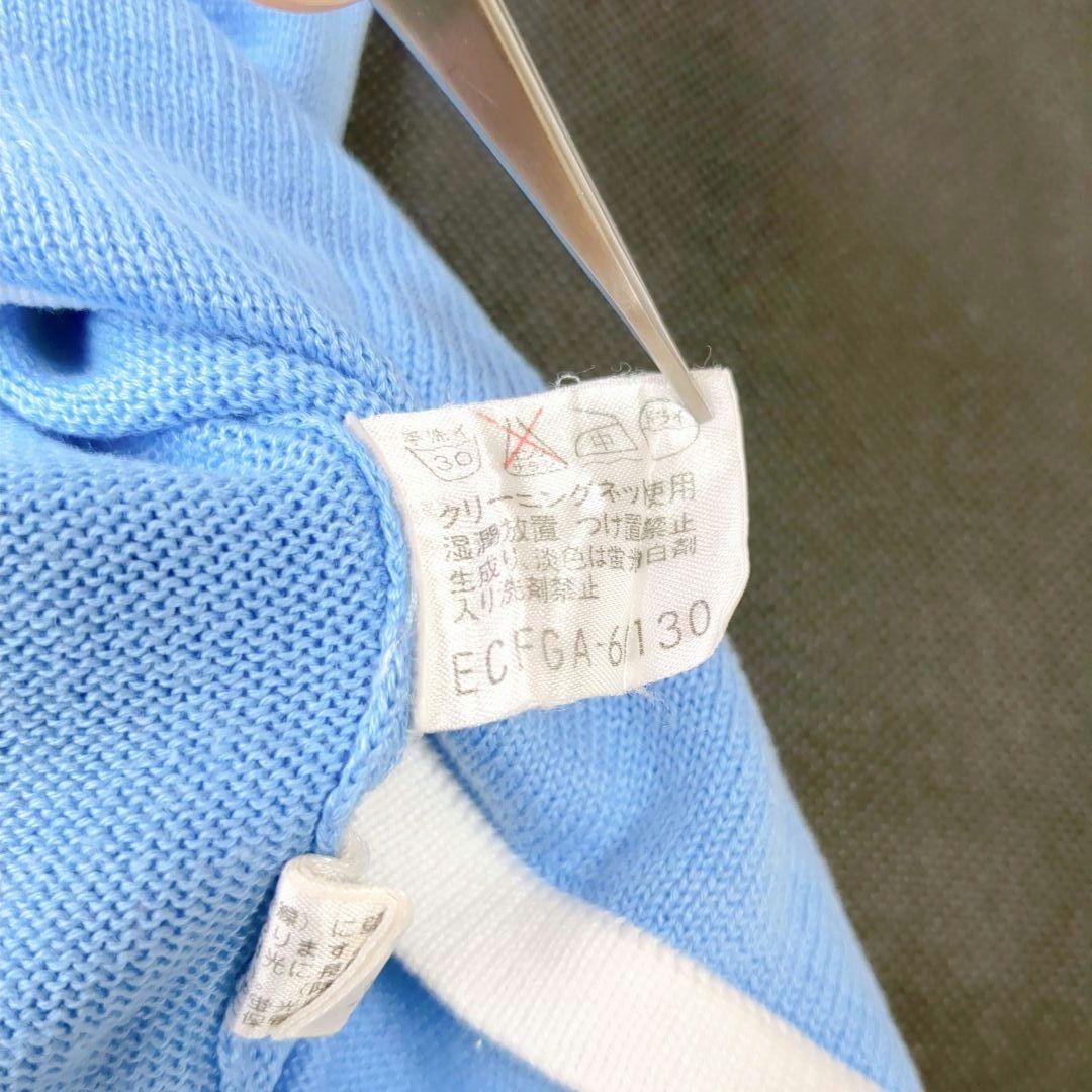 Courreges クレージュ 半袖ニット 刺繍ロゴ バイカラー 9号 Mサイズ