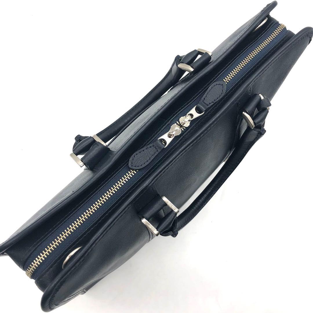 極美品】サムソナイト 2way オールレザー ブリーフケース A4対応 濃紺
