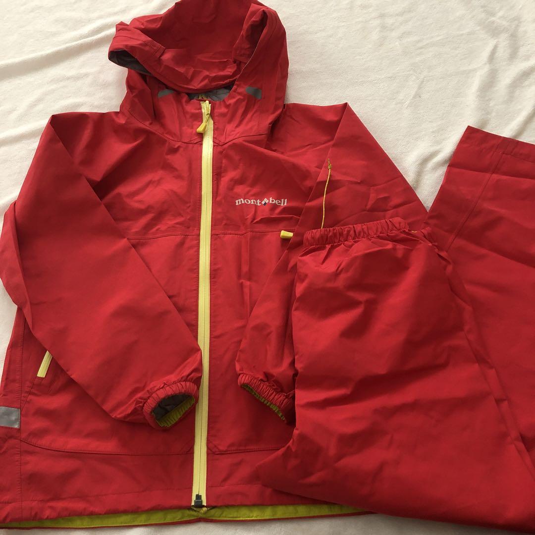 モンベル130レイントレッカー赤キッズ雨具カッパ梅雨