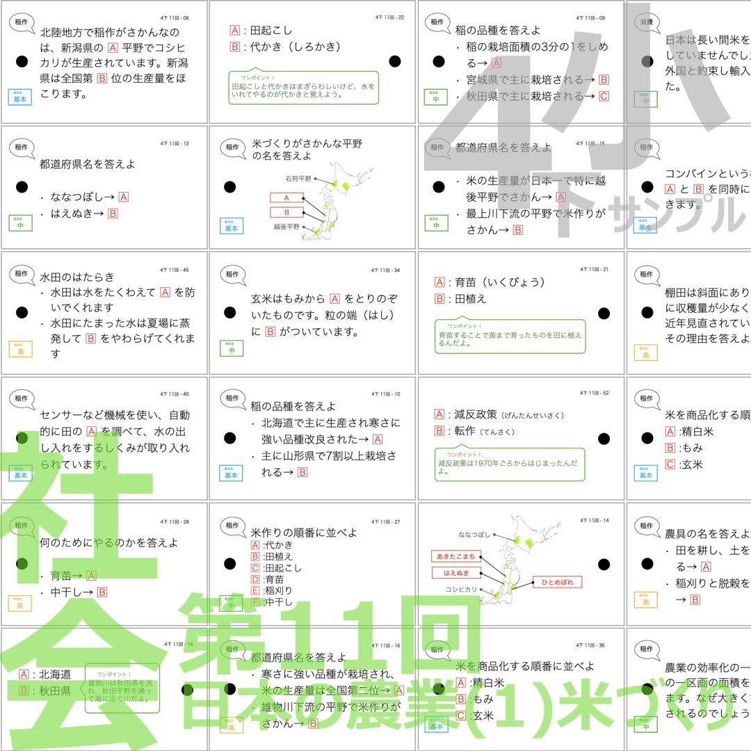 中学受験 暗記カード【4年下 社会・理科11-18回】 予習シリーズ 組分け対策 中学受験 暗記カード【4年下 社会・理科11-18回】 予習シリーズ 組分け対策