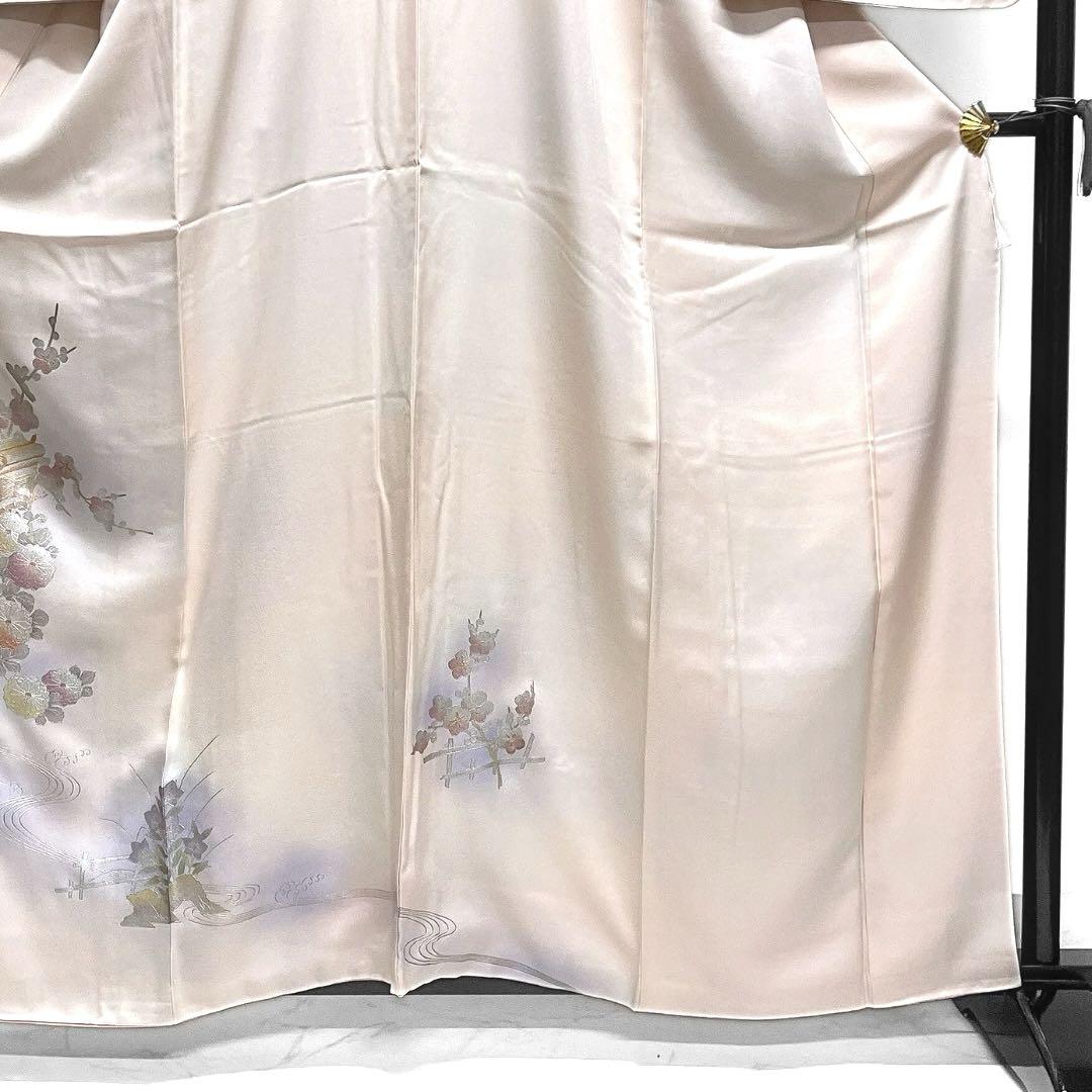 【再入荷！】 彩箔 金彩 付け下げ 御所車 053a 着物 紋無し 桔梗 流水 梅花 菊 着物・浴衣