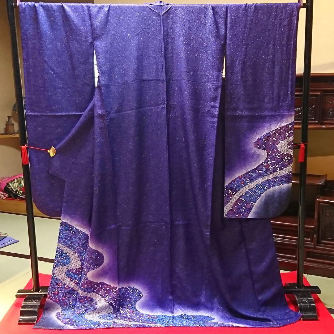 振袖 ラメ入り紫おぼろ小花流水 大振袖 | www.caravantechs.com