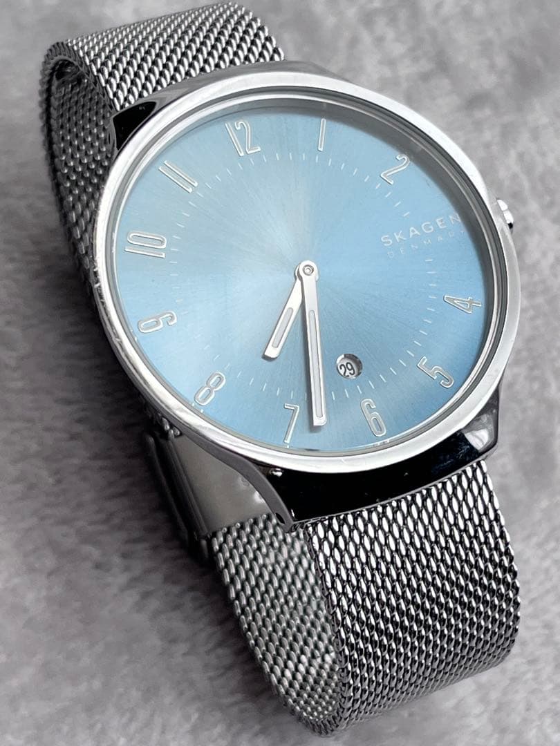 稼働 SKAGEN SKW6521 ブルー文字盤 メッシュバンド アナログ