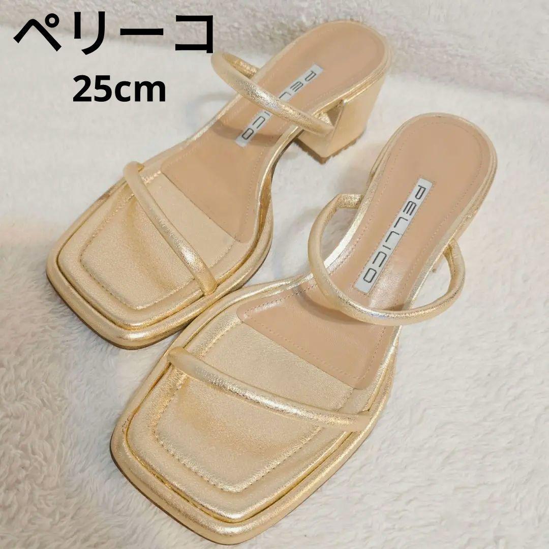 ペリーコ PELLICO Vカット リネンサンダル チャンキーヒール