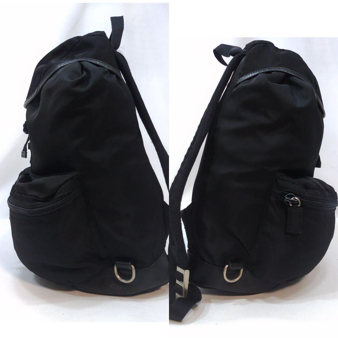 プラダ リュックサック バックパック ナイロン×レザー 黒 バックル 画像2