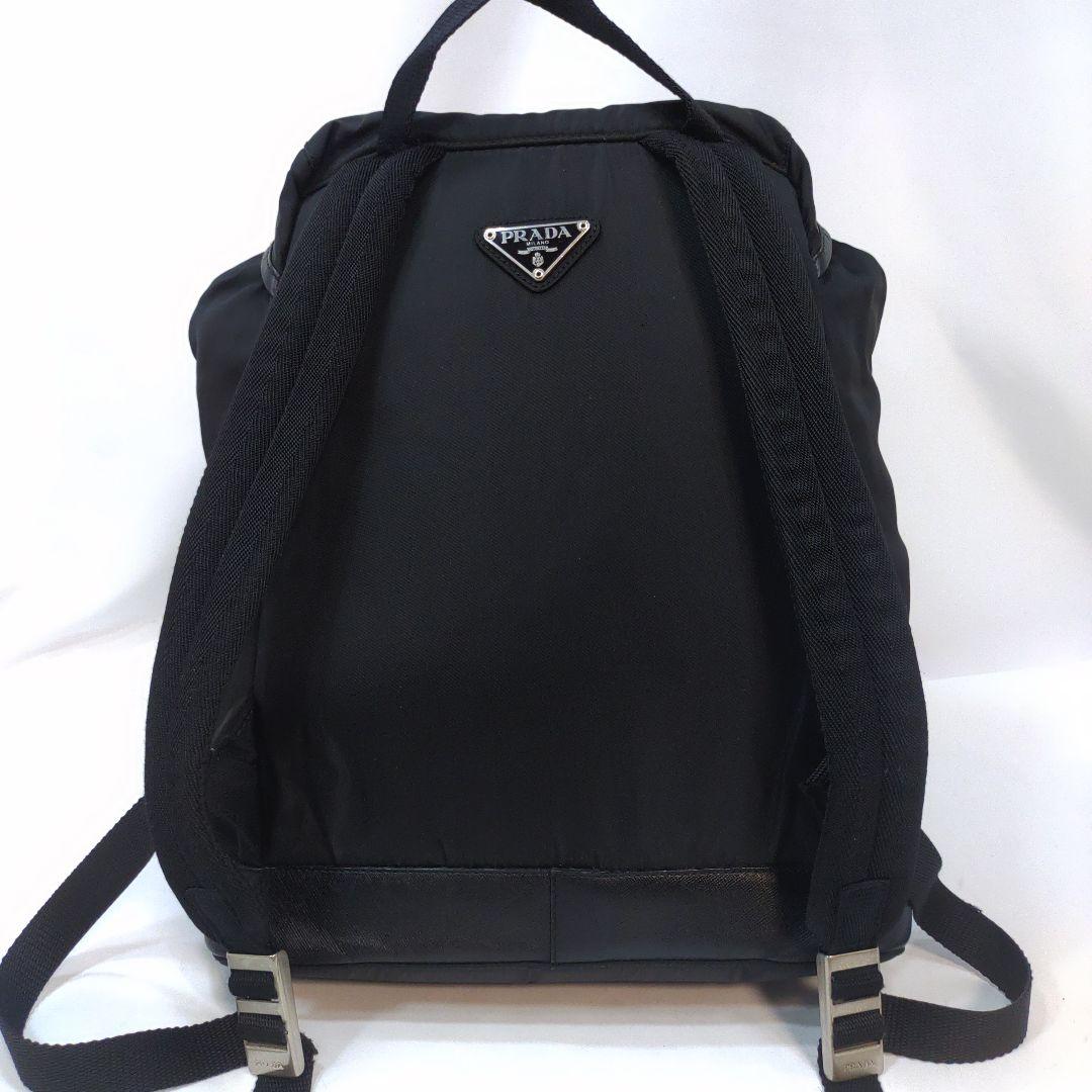 プラダ リュックサック バックパック ナイロン×レザー 黒 バックル 画像3