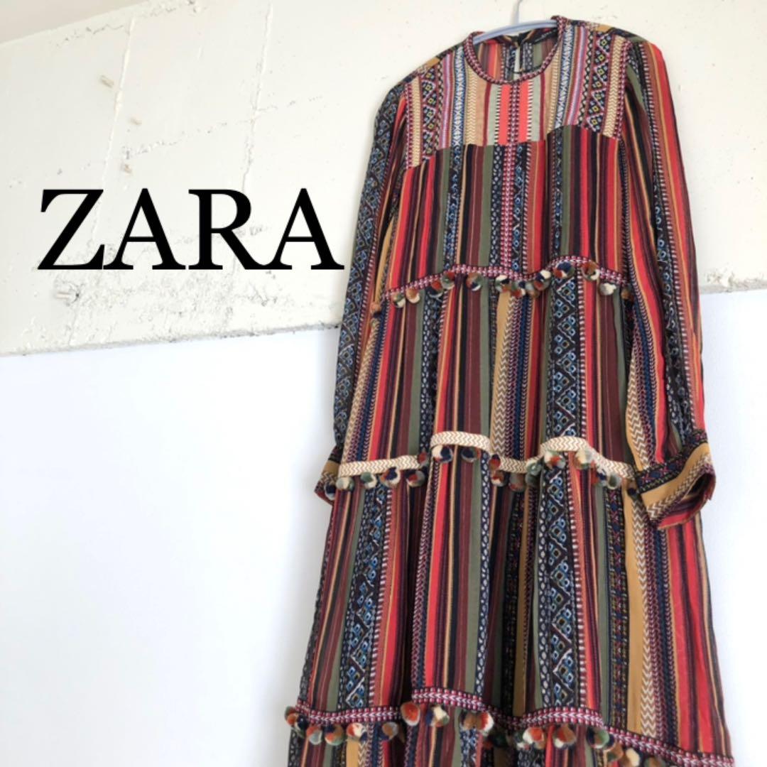 メルカリ Zara エスニックストライプ ロングワンピース ザラ 5 800 中古や未使用のフリマ