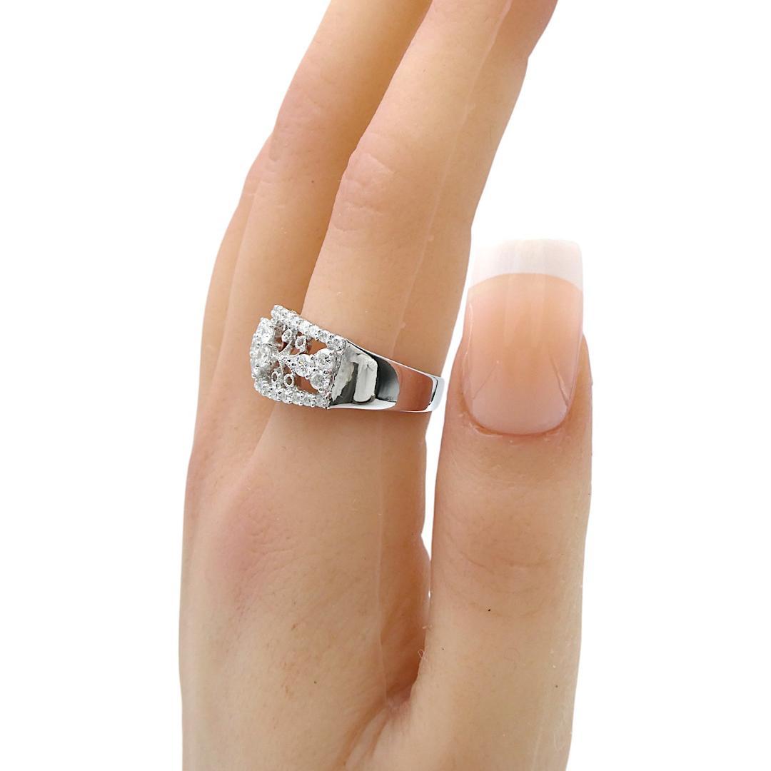 リング K18WG ダイヤモンド0.90ct 透かしデザイン 14号