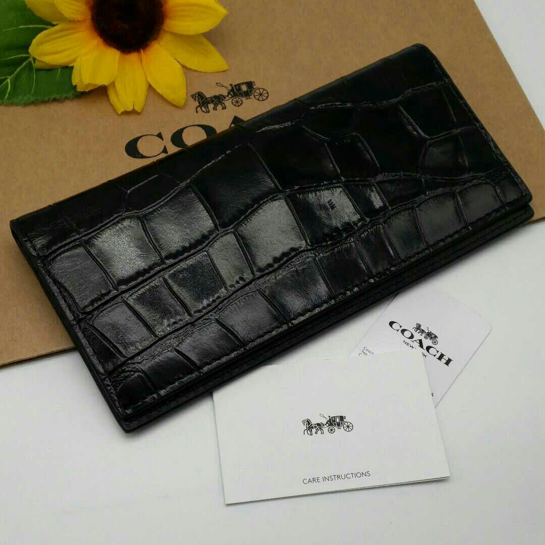 ⭐最新作⭐ COACH 長財布 新品 ブラック クロコダイルレザー メンズ