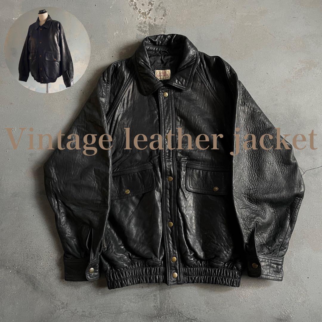 Angel☆本革☆シボレザー☆leather bomber jacket