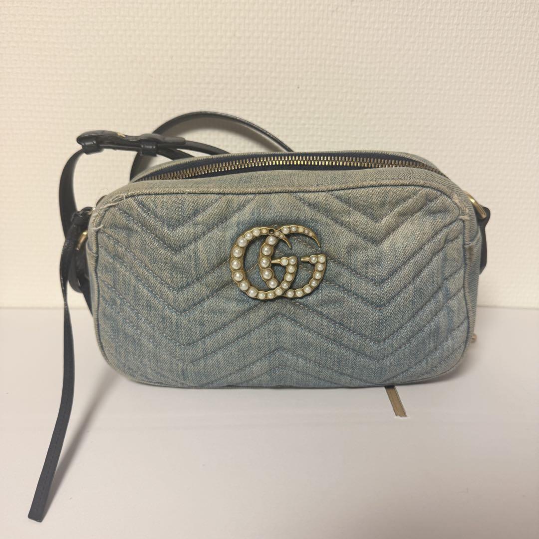 GUCCI(グッチ) / GUCCI/GGマーモント/2つ折り財布/デニム/BLU