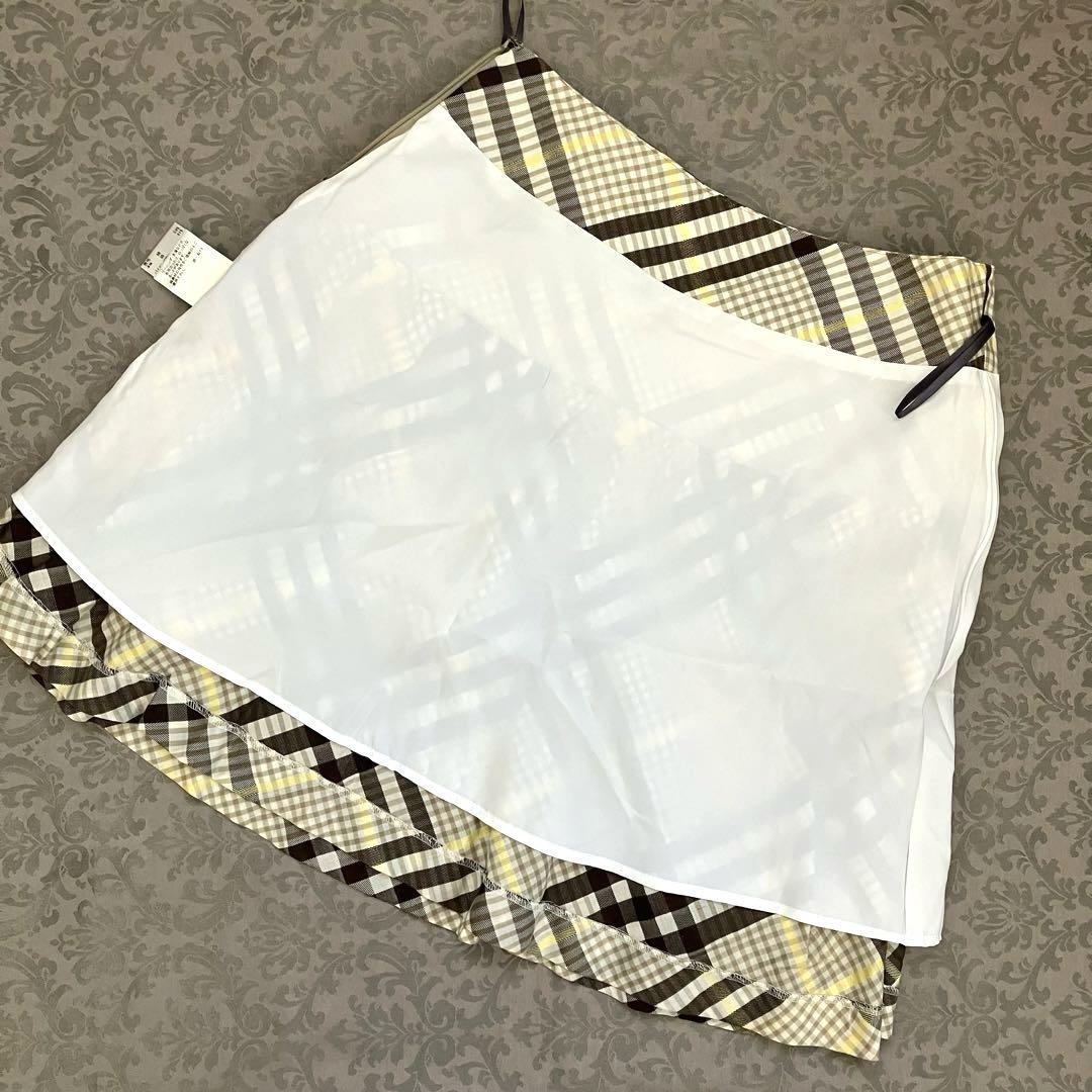 値下げ！Burberry】ノバチェック.チェック柄.フレアスカート.36.黄色.