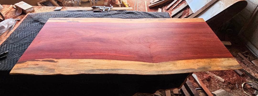 パドック一枚板ダイニングテーブル座卓リビングパープルハート板