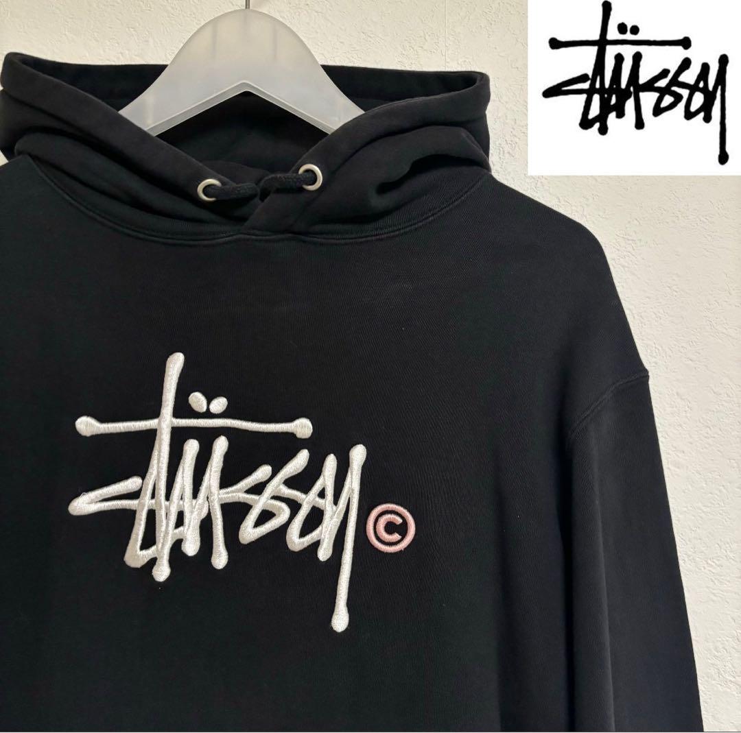 【stussy】刺繍ロゴ パーカー 人気デザイン 完売品