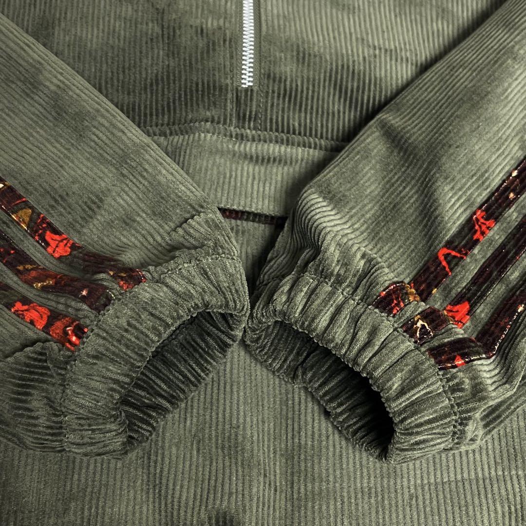 希少 adidas 23AW コーデュロイ フーディー　オリーブ　2XL