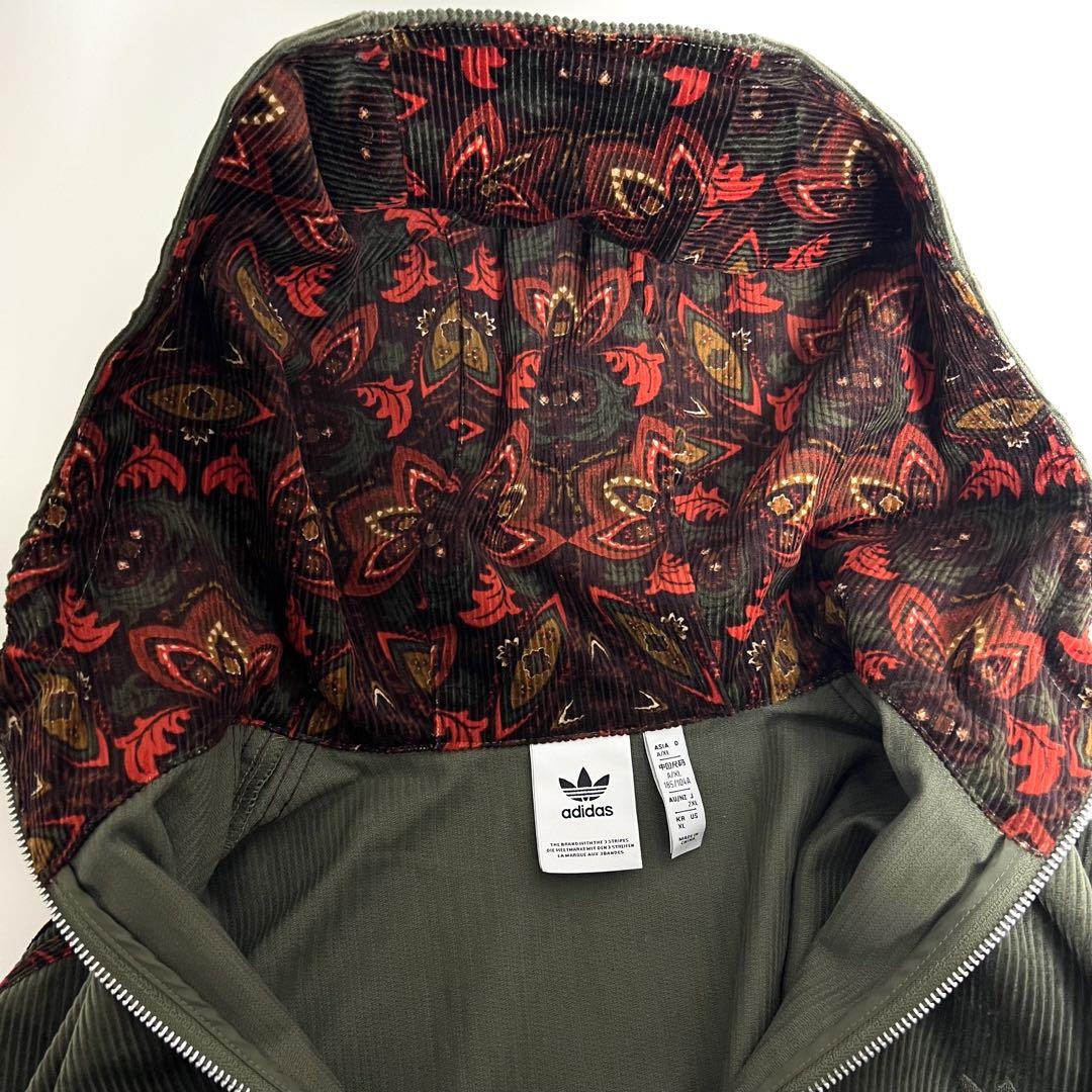 希少 adidas 23AW コーデュロイ フーディー　オリーブ　2XL