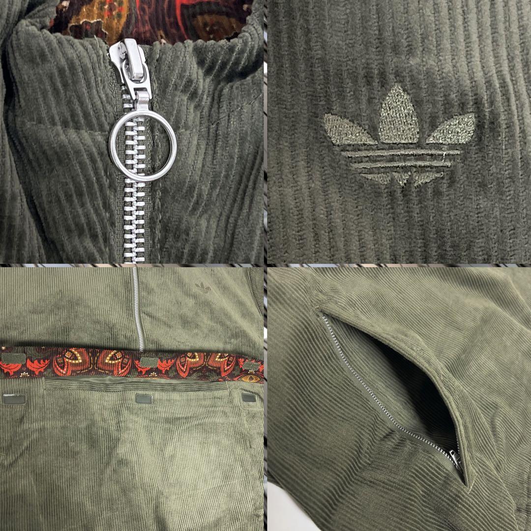 希少 adidas 23AW コーデュロイ フーディー　オリーブ　2XL