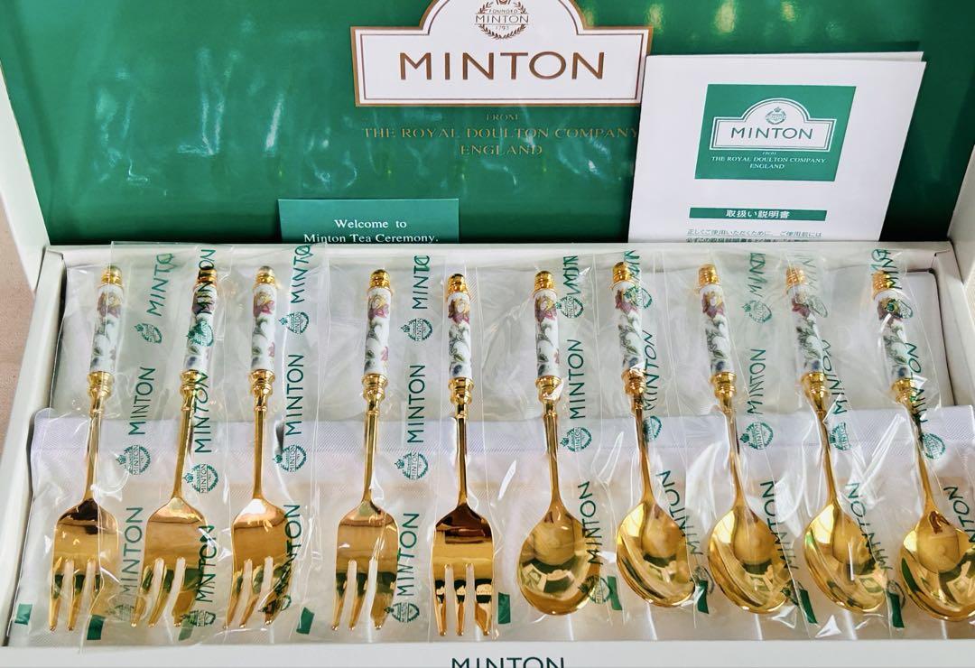 新品　MINTON カトラリーセット フォーク5本 スプーン5本　ゴールド