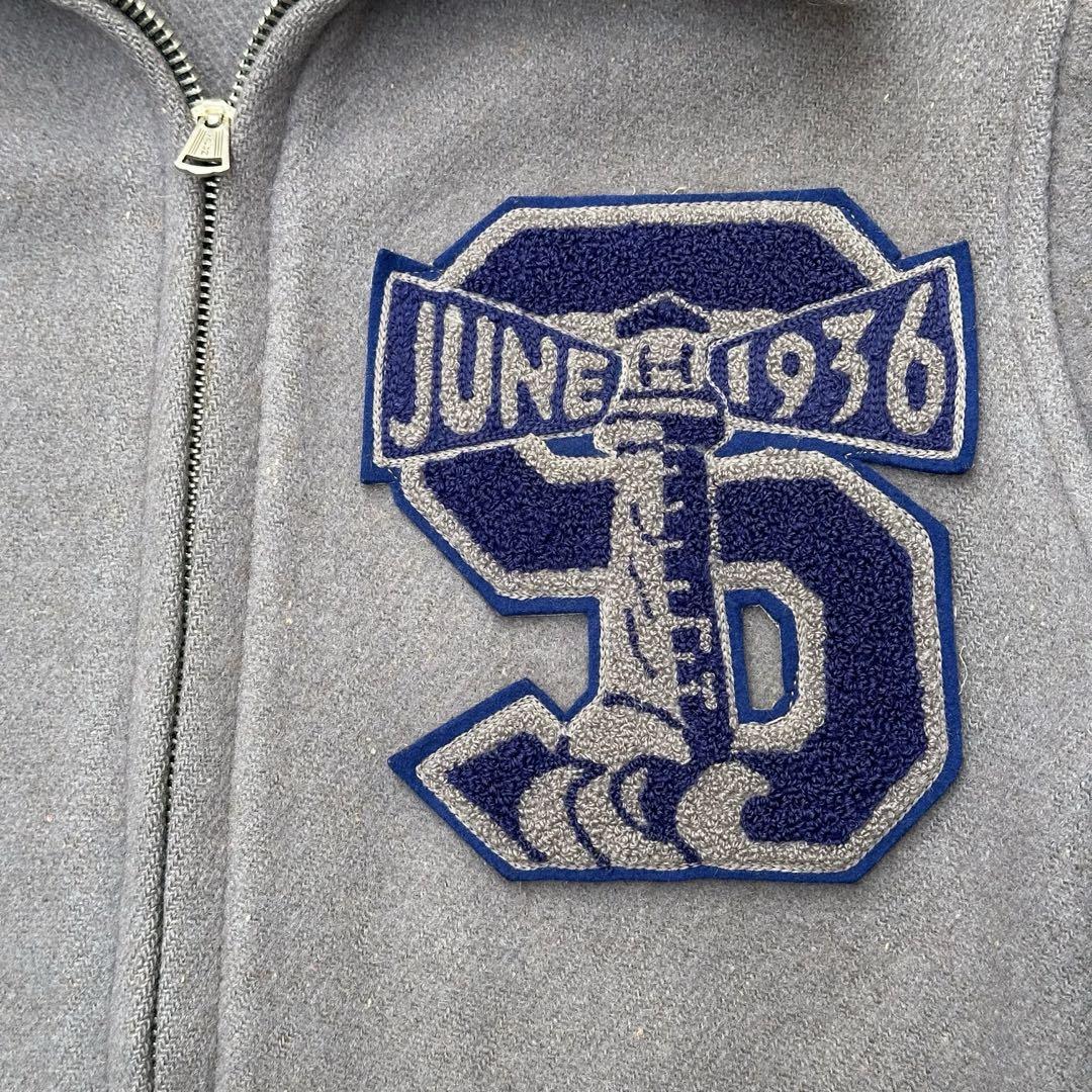 30s スポジャケ　スポーツジャケット　ウール　ヴィンテージ　グレー　ブルー