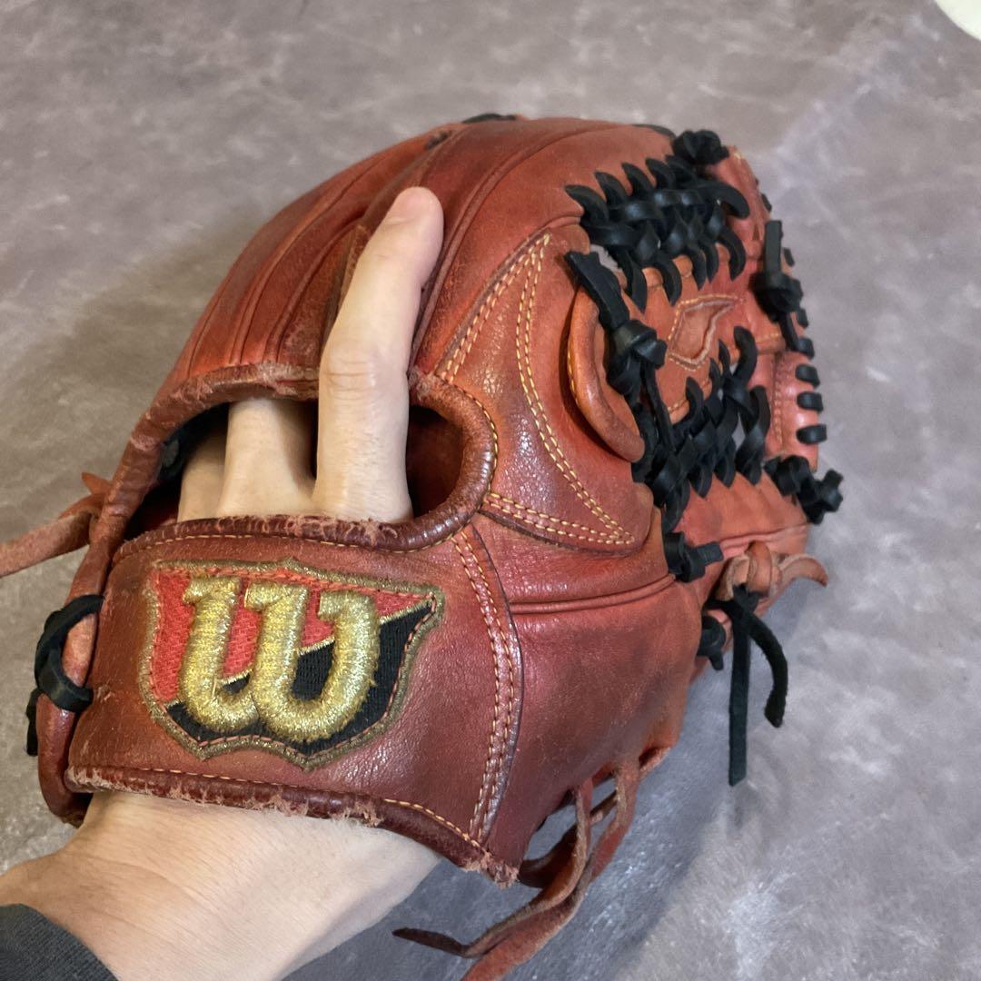 硬式内野 Wilson staff dual プロストックレザー 紐＆グリス交換