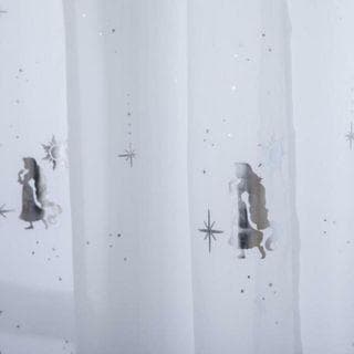 ホワイト 星とキャラクター シャワーカーテン