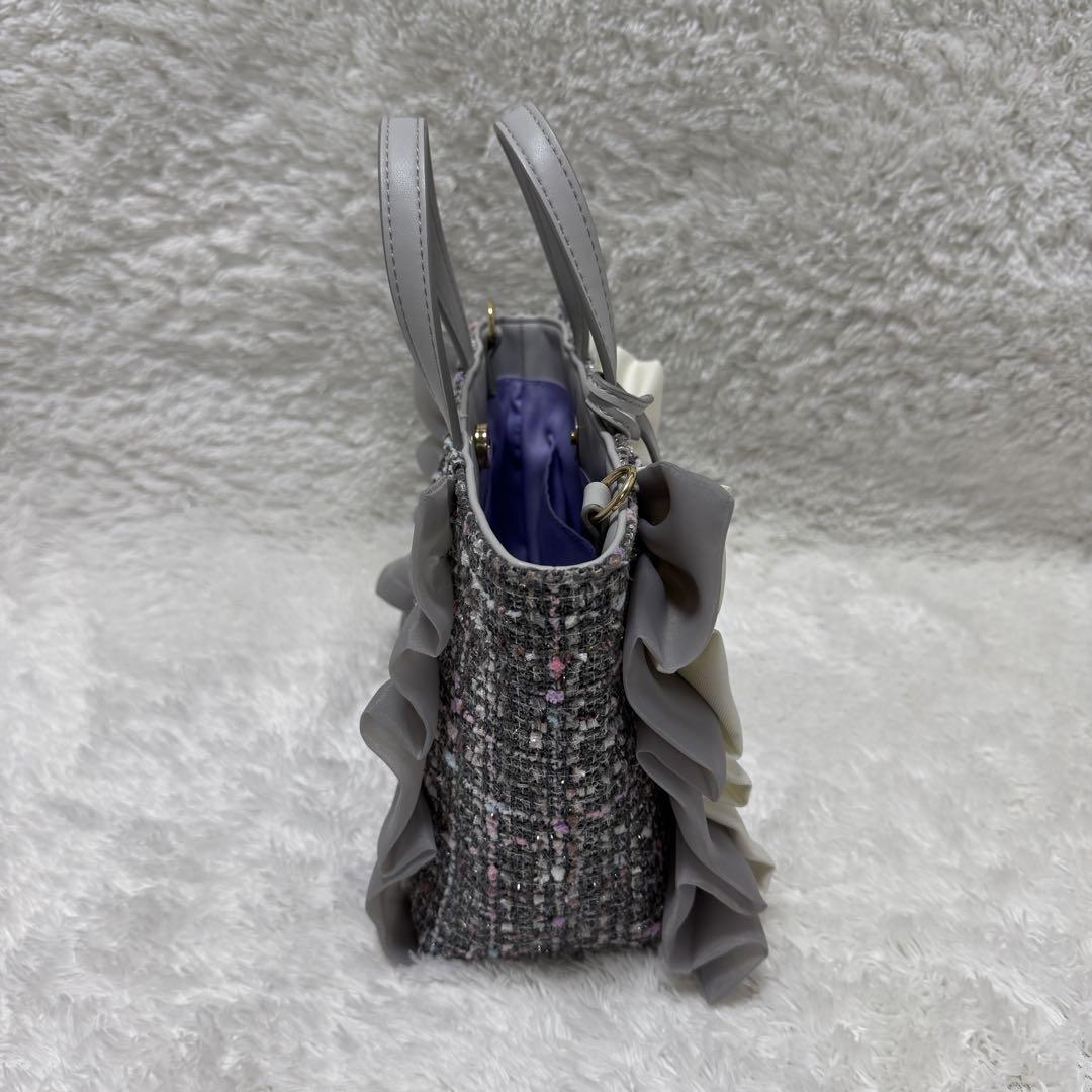 ☆美品☆ダイアナ ツイード ハートフリル ハンドバッグ2way