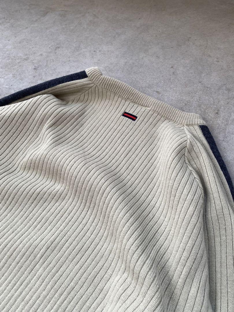 90s fubu アクリルニット エルボーパッチ 刺繍 古着 ギミック XL