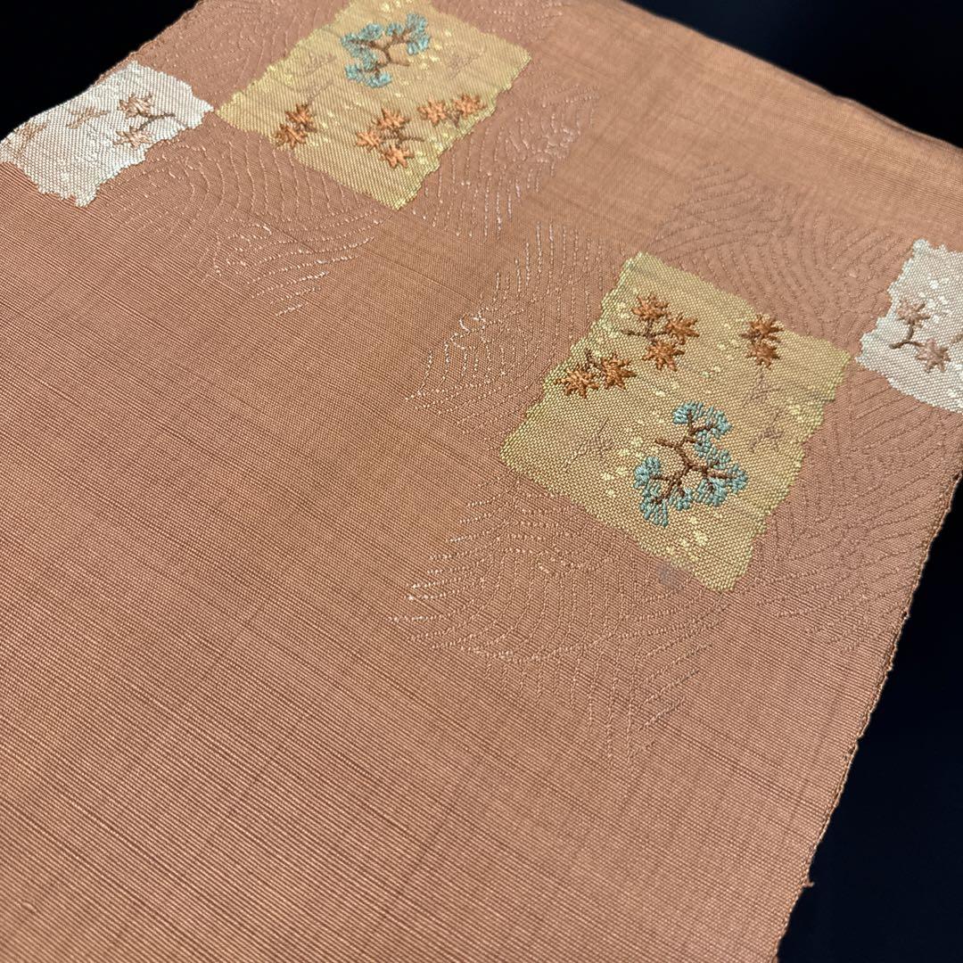 10-176 名古屋帯 八寸 美品 正絹 着物 松葉仕立て