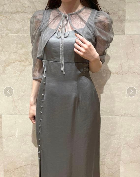 SNIDEL レースボレロレイヤードタイトスリットワンピース