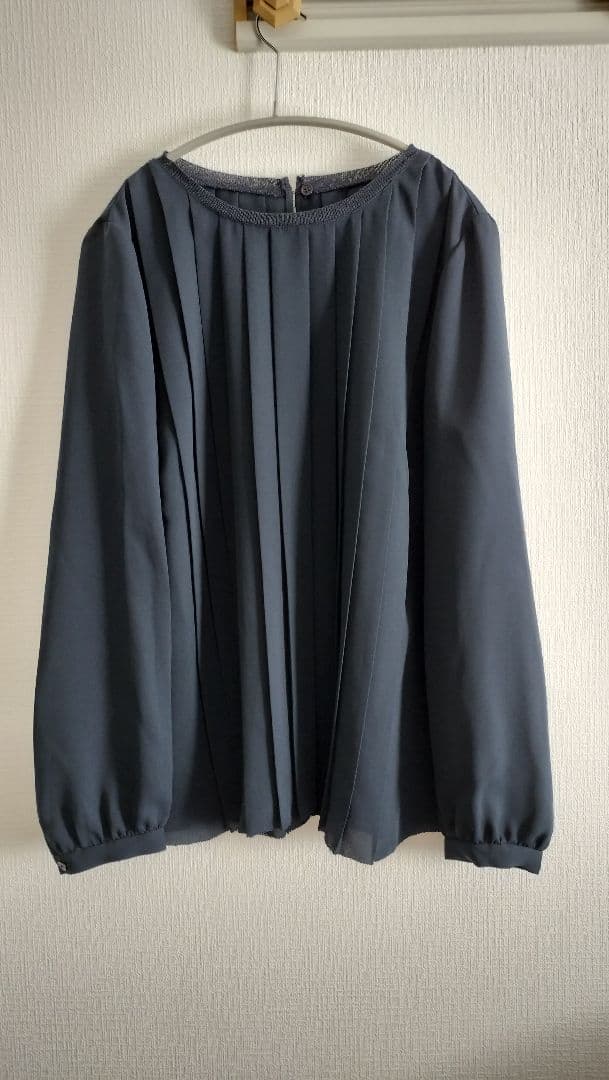 極美品 LOUNIE プリーツブラウス ネイビー系 ポリエステル ルーニィ