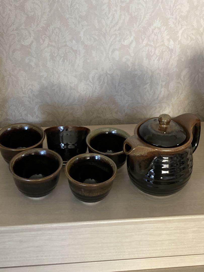 急須 湯呑み5個セット 茶系
