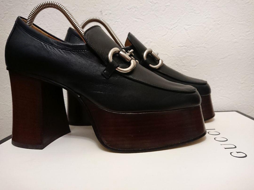 美品 GUCCI ホースビットローファー パンプス プラットホーム 黒 37
