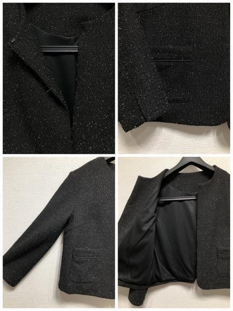 新品☆M黒系ツイード調ジャケット＆ワンピースアンサンブル入学式・卒業式☆u809