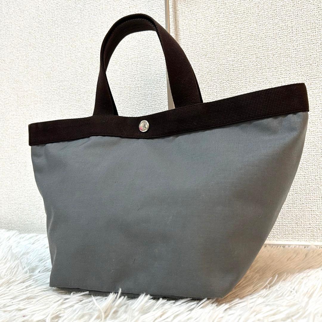 【美品✨希少カラー/コーデュラー】エルベシャンプリエ トートバッグ　舟形　グレー