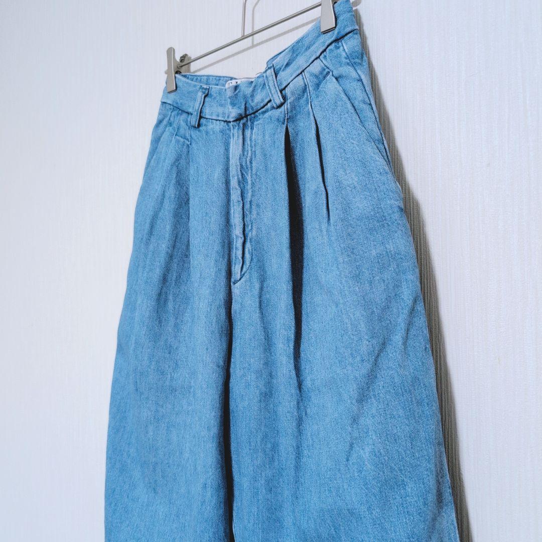 THIRD MAGAZINE デニムタックパンツ バルーンシルエットハイウエスト