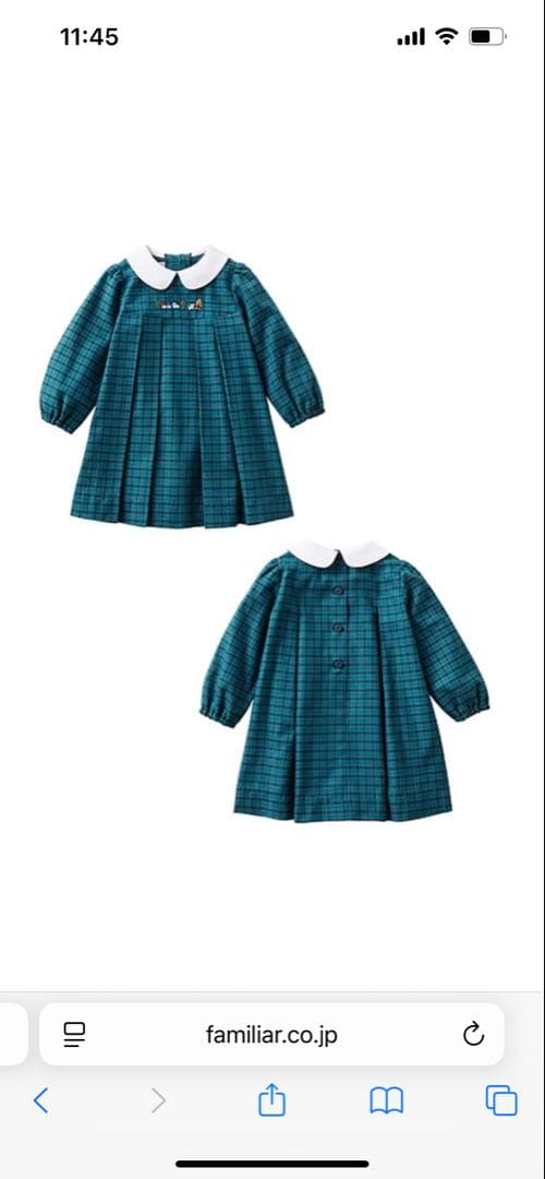 familiar ファミリア 現行品 ファミリアチェックワンピース