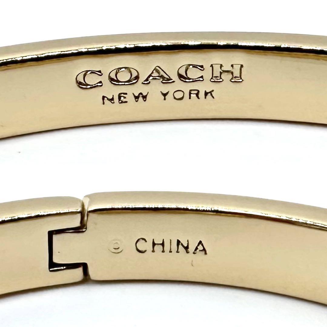 極美品✨COACH ブレスレット バングル Cロゴ ラインストーン ゴールド
