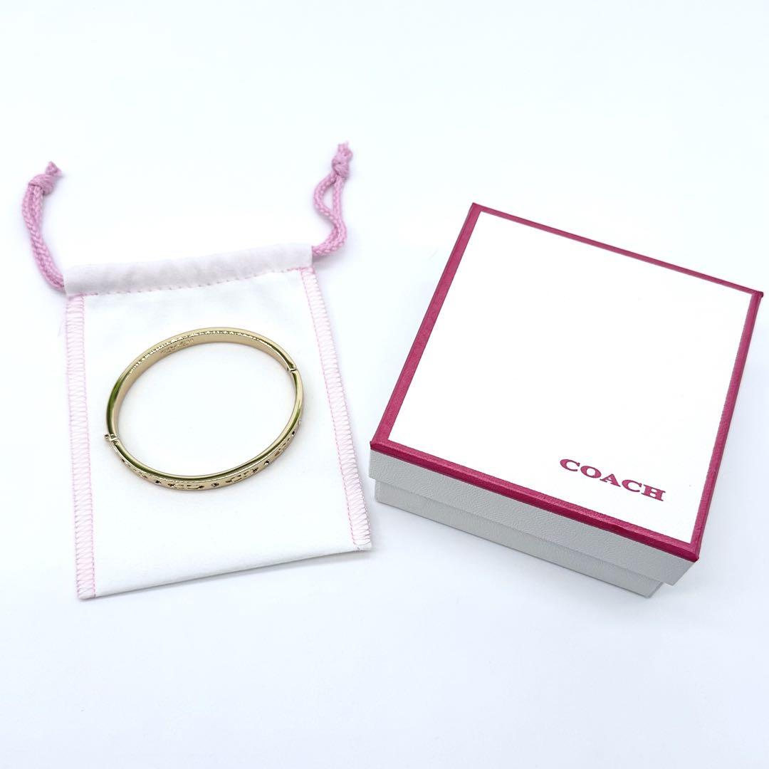 極美品✨COACH ブレスレット バングル Cロゴ ラインストーン ゴールド