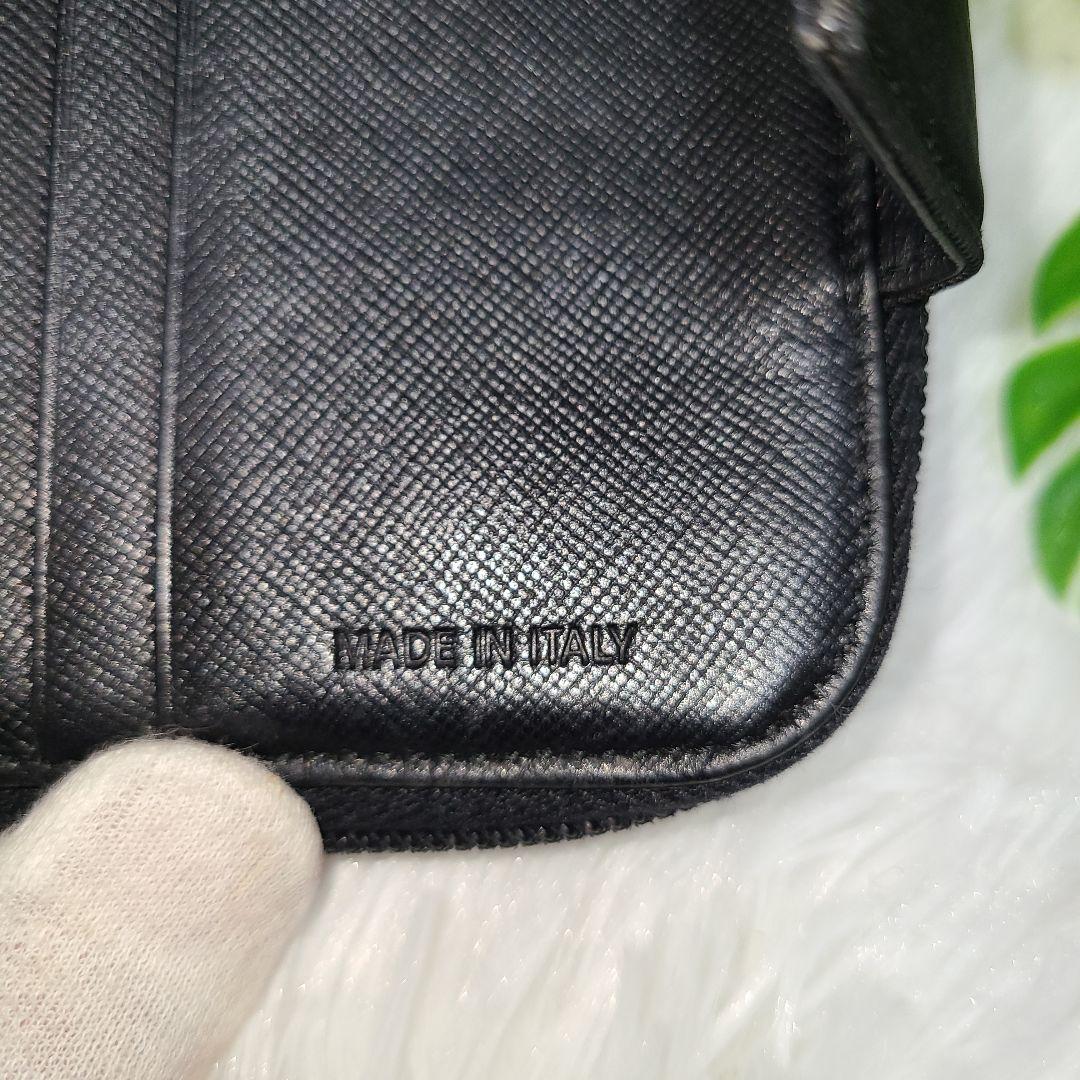美品☆PRADA プラダ ナイロン ブラック 二つ折り財布 三角ロゴ