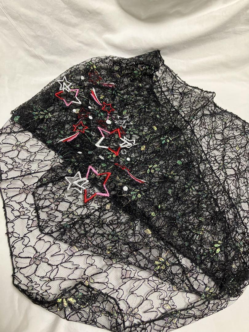 最終 振袖用 帯揚げ レース 黒 刺繍入り 成人式 結婚式 ママ振袖にも 画像1