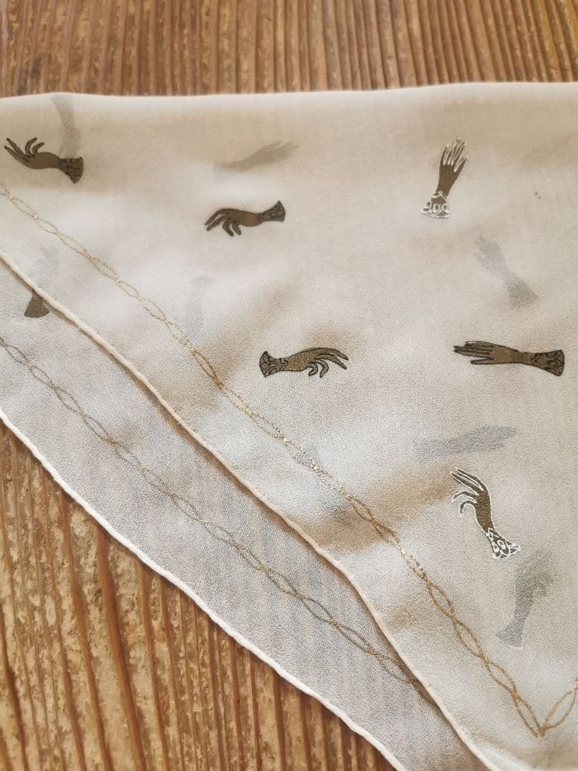 アンティーク ハンドペイント 手描きグローブ/手袋 シルクシフォン 金彩スカーフ アンティーク ハンドペイント 手描きグローブ/手袋 シルクシフォン 金彩スカーフ