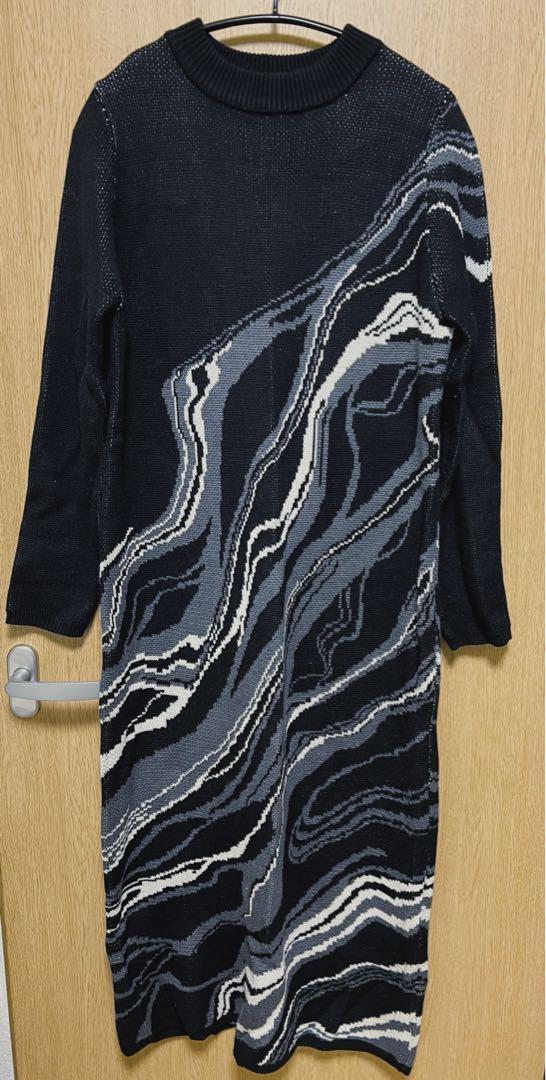 Glam Lips マーブル LONG-SLEEVE ワンピース ブラック