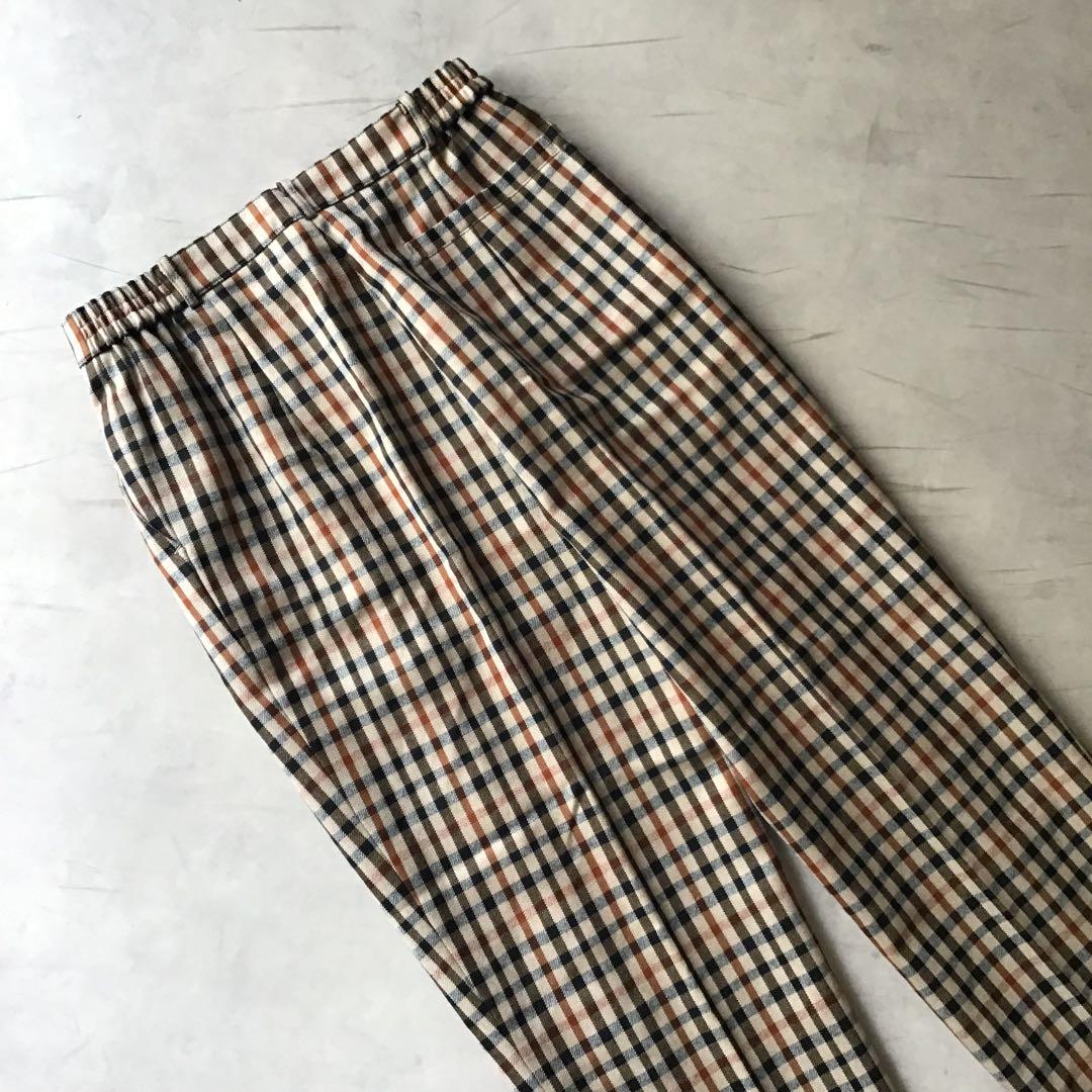 【高級】DAKS ダックス スラックス パンツ チェック 総柄 ブラウン XL 【高級】DAKS ダックス スラックス パンツ チェック 総柄 ブラウン XL