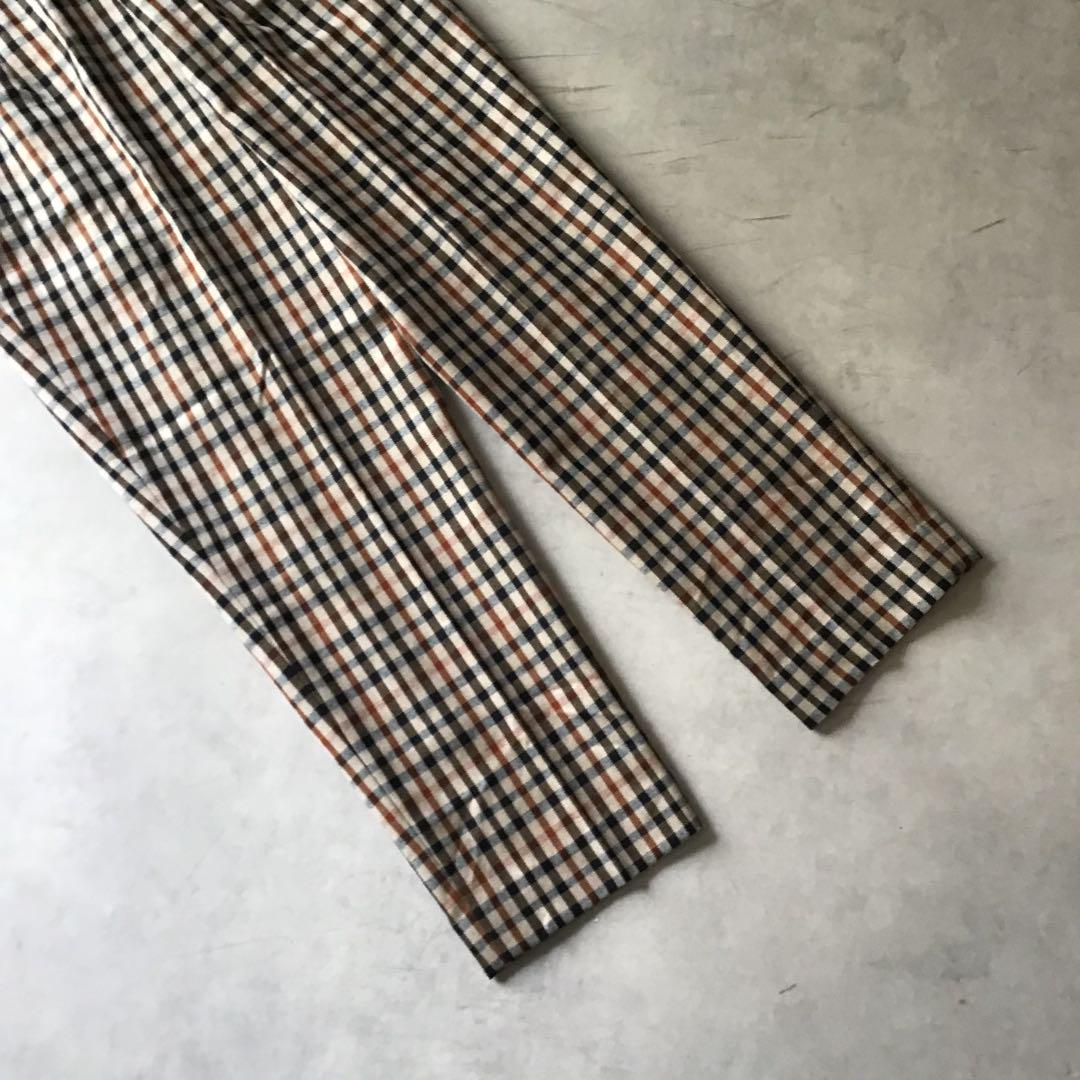 【高級】DAKS ダックス スラックス パンツ チェック 総柄 ブラウン XL 【高級】DAKS ダックス スラックス パンツ チェック 総柄 ブラウン XL