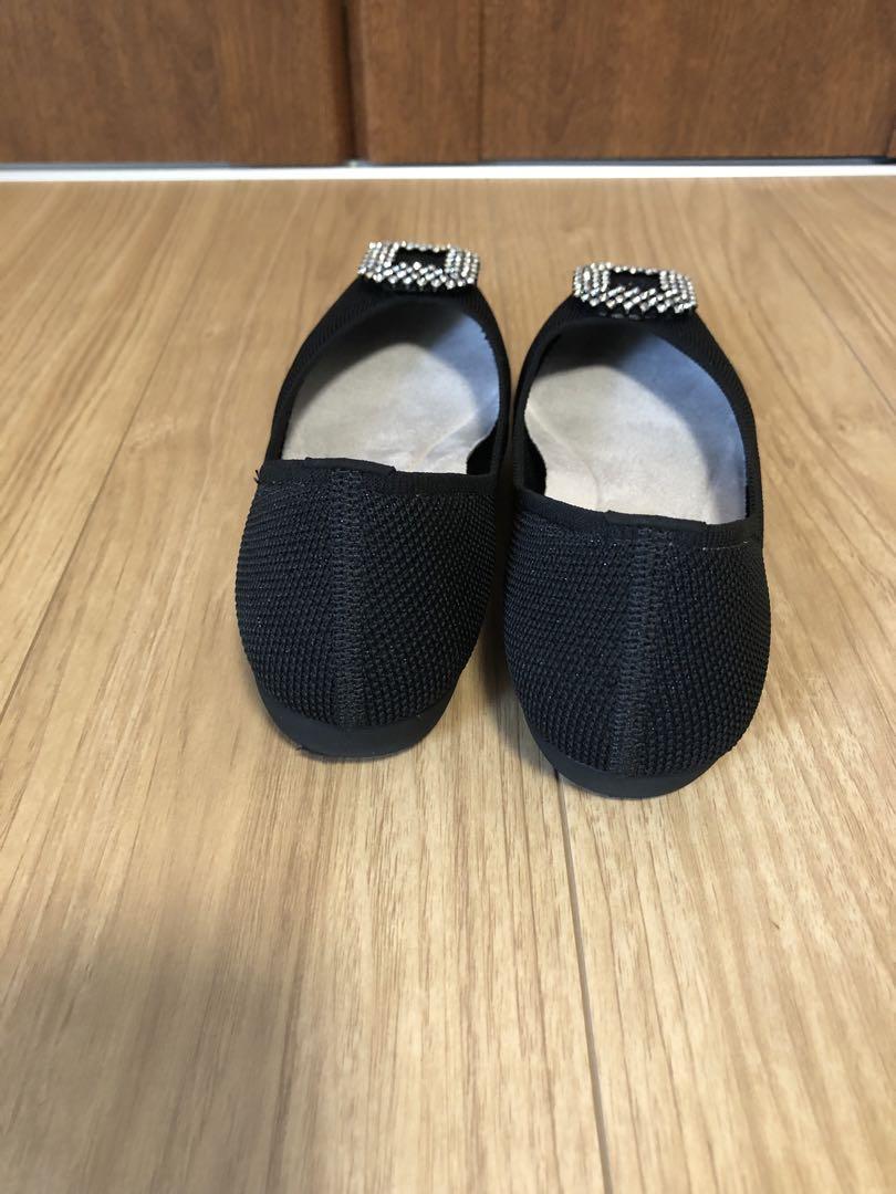 steppi ステッピ ビジュー付き スクエアパンプス ブラック 24cm